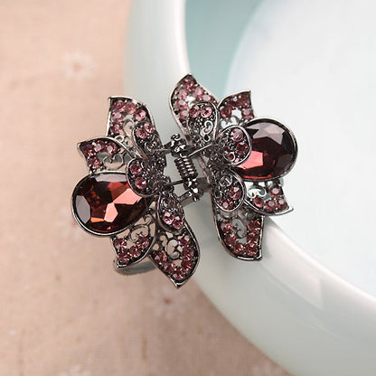 Cross-border Source women's hair accessories clip Crystal drill hollow grip AliExpress alloy hair clip