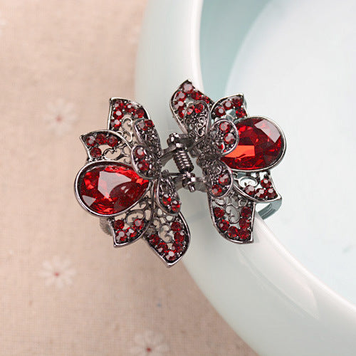 Cross-border Source women's hair accessories clip Crystal drill hollow grip AliExpress alloy hair clip