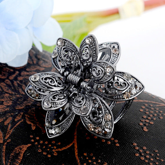 Cross-border Source women's hair accessories clip Crystal drill hollow grip AliExpress alloy hair clip