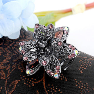 Cross-border Source women's hair accessories clip Crystal drill hollow grip AliExpress alloy hair clip
