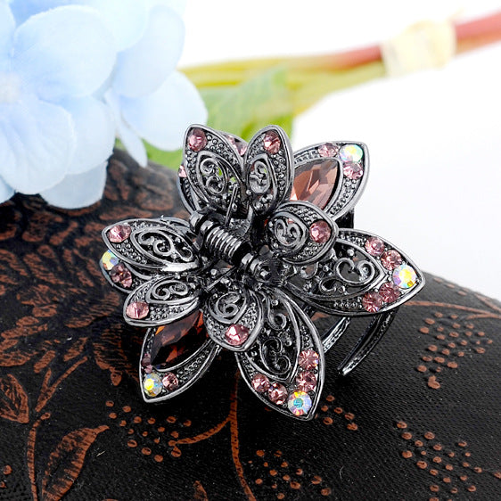 Cross-border Source women's hair accessories clip Crystal drill hollow grip AliExpress alloy hair clip