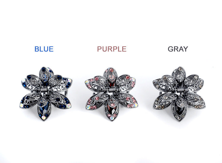 Cross-border Source women's hair accessories clip Crystal drill hollow grip AliExpress alloy hair clip