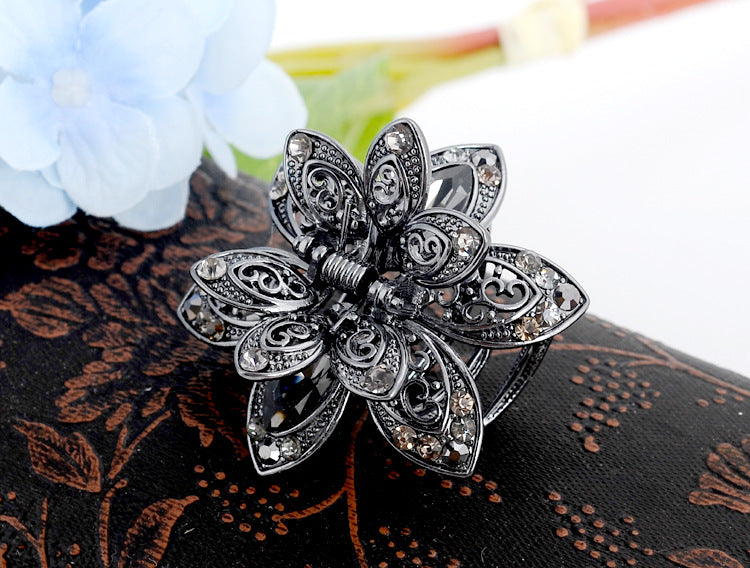 Cross-border Source women's hair accessories clip Crystal drill hollow grip AliExpress alloy hair clip