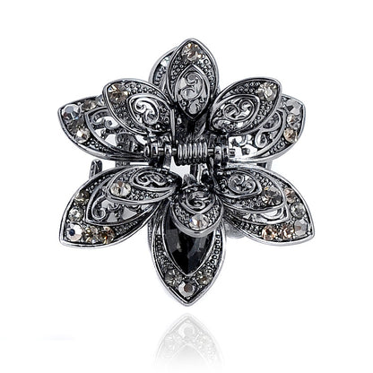 Cross-border Source women's hair accessories clip Crystal drill hollow grip AliExpress alloy hair clip