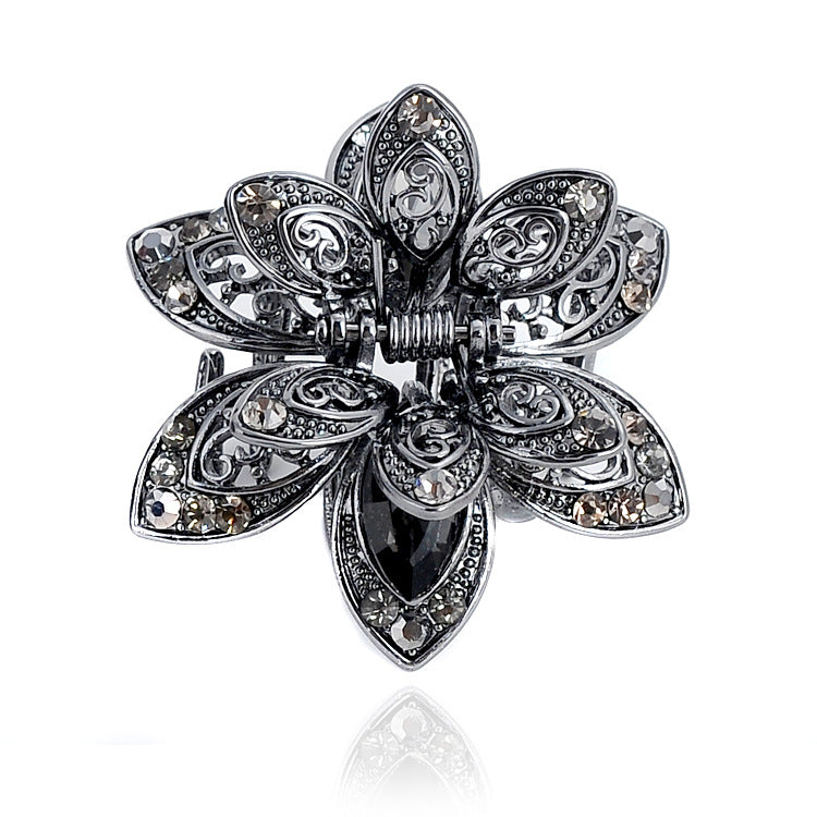 Cross-border Source women's hair accessories clip Crystal drill hollow grip AliExpress alloy hair clip