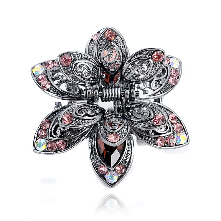 Cross-border Source women's hair accessories clip Crystal drill hollow grip AliExpress alloy hair clip
