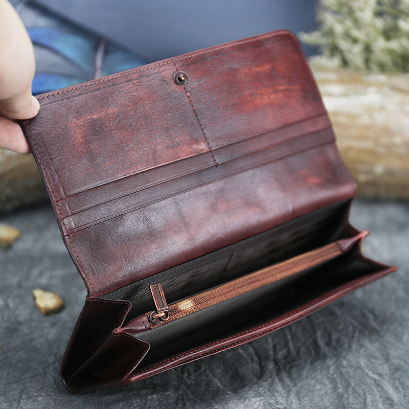 New Top Layer Cowhide Coin Purse Women's Butterfly Leather Carved Bag Long Wallet European and American Clutch Leather Women's Wallet