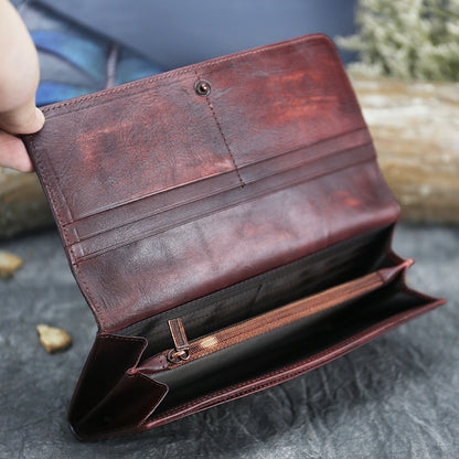 New Top Layer Cowhide Coin Purse Women's Butterfly Leather Carved Bag Long Wallet European and American Clutch Leather Women's Wallet