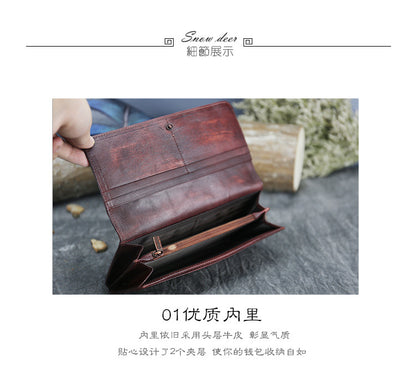 New Top Layer Cowhide Coin Purse Women's Butterfly Leather Carved Bag Long Wallet European and American Clutch Leather Women's Wallet