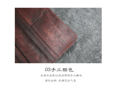 New Top Layer Cowhide Coin Purse Women's Butterfly Leather Carved Bag Long Wallet European and American Clutch Leather Women's Wallet