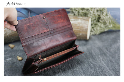 New Top Layer Cowhide Coin Purse Women's Butterfly Leather Carved Bag Long Wallet European and American Clutch Leather Women's Wallet