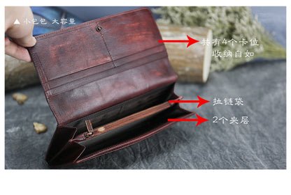 New Top Layer Cowhide Coin Purse Women's Butterfly Leather Carved Bag Long Wallet European and American Clutch Leather Women's Wallet