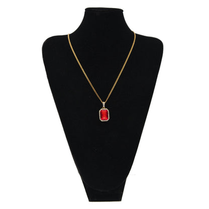 Hip-hop mini diamond-encrusted gem pendant trendy brand necklace men's handsome Joker alloy necklace cross-border jewelry wholesale