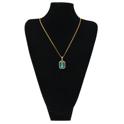 Hip-hop mini diamond-encrusted gem pendant trendy brand necklace men's handsome Joker alloy necklace cross-border jewelry wholesale