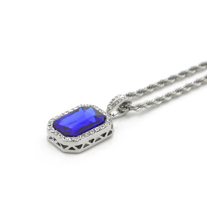 Hip-hop mini diamond-encrusted gem pendant trendy brand necklace men's handsome Joker alloy necklace cross-border jewelry wholesale