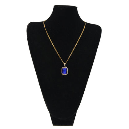 Hip-hop mini diamond-encrusted gem pendant trendy brand necklace men's handsome Joker alloy necklace cross-border jewelry wholesale