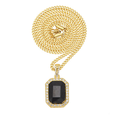Hip-hop mini diamond-encrusted gem pendant trendy brand necklace men's handsome Joker alloy necklace cross-border jewelry wholesale