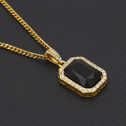 Hip-hop mini diamond-encrusted gem pendant trendy brand necklace men's handsome Joker alloy necklace cross-border jewelry wholesale