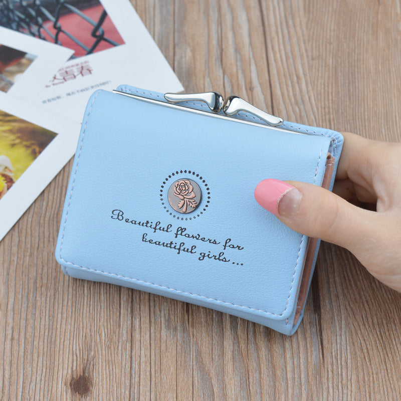 New Wallet Women's Short Wallet Female Student Large Capacity Folding Soft Wallet Japanese and Korean Style Fashion Simple Coin Purse