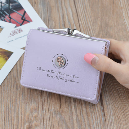 New Wallet Women's Short Wallet Female Student Large Capacity Folding Soft Wallet Japanese and Korean Style Fashion Simple Coin Purse