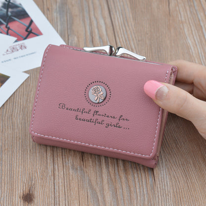 New Wallet Women's Short Wallet Female Student Large Capacity Folding Soft Wallet Japanese and Korean Style Fashion Simple Coin Purse