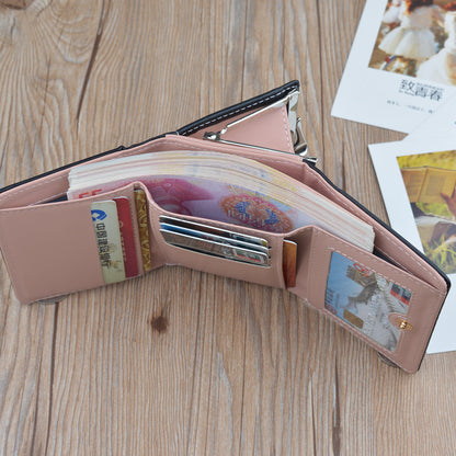 New Wallet Women's Short Wallet Female Student Large Capacity Folding Soft Wallet Japanese and Korean Style Fashion Simple Coin Purse