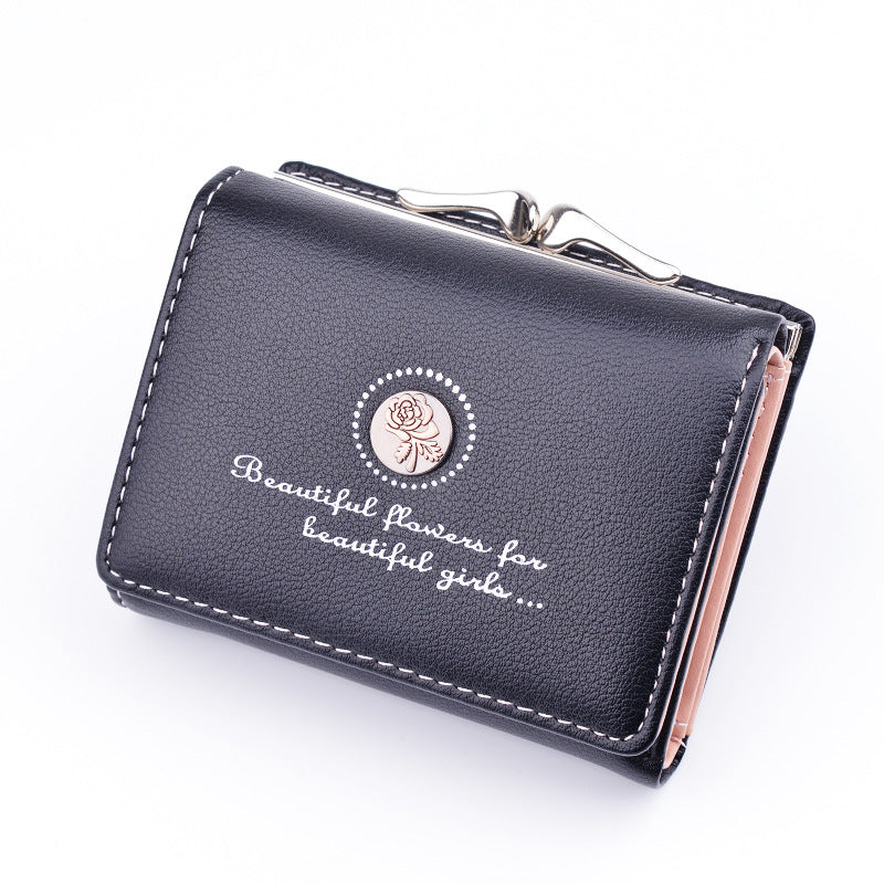 New Wallet Women's Short Wallet Female Student Large Capacity Folding Soft Wallet Japanese and Korean Style Fashion Simple Coin Purse