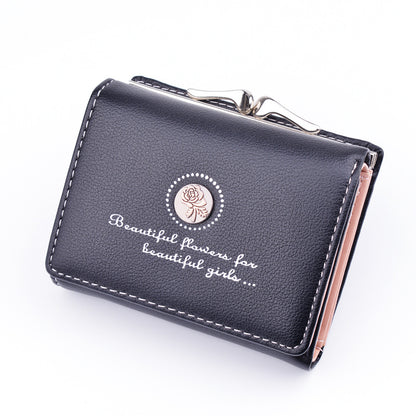New Wallet Women's Short Wallet Female Student Large Capacity Folding Soft Wallet Japanese and Korean Style Fashion Simple Coin Purse