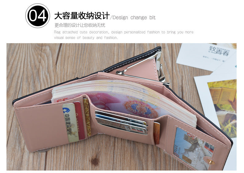 New Wallet Women's Short Wallet Female Student Large Capacity Folding Soft Wallet Japanese and Korean Style Fashion Simple Coin Purse