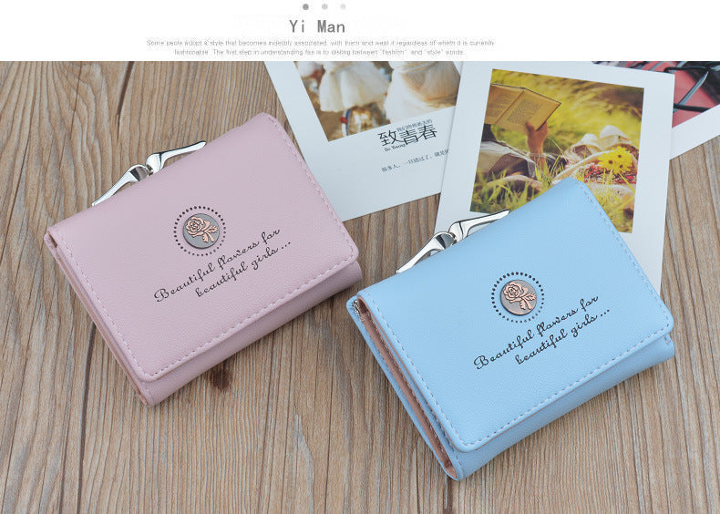 New Wallet Women's Short Wallet Female Student Large Capacity Folding Soft Wallet Japanese and Korean Style Fashion Simple Coin Purse