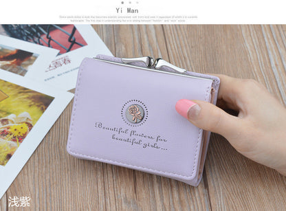 New Wallet Women's Short Wallet Female Student Large Capacity Folding Soft Wallet Japanese and Korean Style Fashion Simple Coin Purse