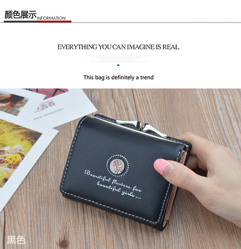 New Wallet Women's Short Wallet Female Student Large Capacity Folding Soft Wallet Japanese and Korean Style Fashion Simple Coin Purse