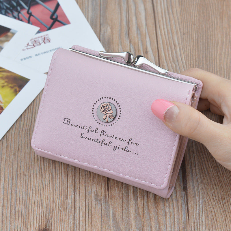 New Wallet Women's Short Wallet Female Student Large Capacity Folding Soft Wallet Japanese and Korean Style Fashion Simple Coin Purse