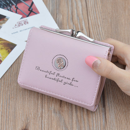 New Wallet Women's Short Wallet Female Student Large Capacity Folding Soft Wallet Japanese and Korean Style Fashion Simple Coin Purse