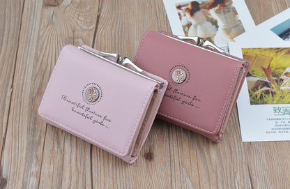 New Wallet Women's Short Wallet Female Student Large Capacity Folding Soft Wallet Japanese and Korean Style Fashion Simple Coin Purse