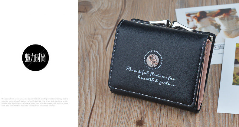 New Wallet Women's Short Wallet Female Student Large Capacity Folding Soft Wallet Japanese and Korean Style Fashion Simple Coin Purse