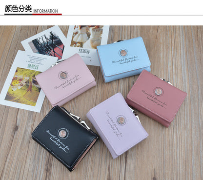 New Wallet Women's Short Wallet Female Student Large Capacity Folding Soft Wallet Japanese and Korean Style Fashion Simple Coin Purse