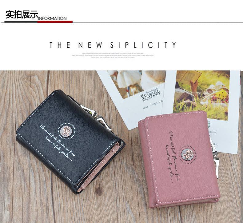 New Wallet Women's Short Wallet Female Student Large Capacity Folding Soft Wallet Japanese and Korean Style Fashion Simple Coin Purse
