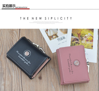 New Wallet Women's Short Wallet Female Student Large Capacity Folding Soft Wallet Japanese and Korean Style Fashion Simple Coin Purse