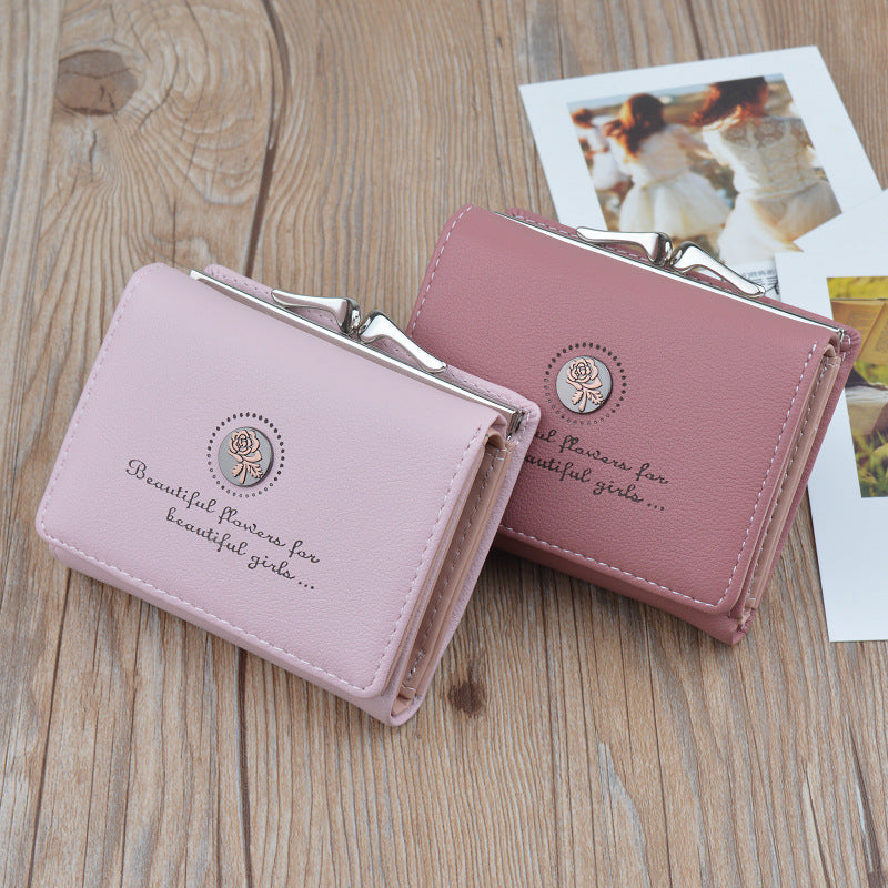 New Wallet Women's Short Wallet Female Student Large Capacity Folding Soft Wallet Japanese and Korean Style Fashion Simple Coin Purse