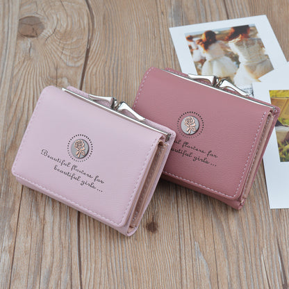 New Wallet Women's Short Wallet Female Student Large Capacity Folding Soft Wallet Japanese and Korean Style Fashion Simple Coin Purse