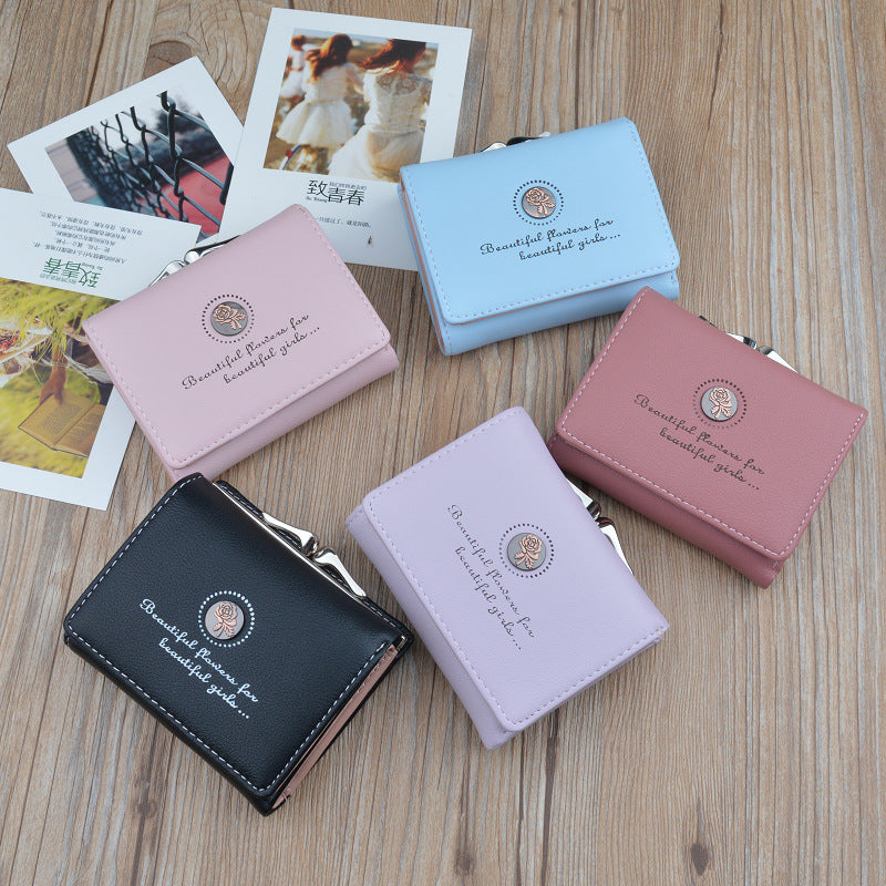 New Wallet Women's Short Wallet Female Student Large Capacity Folding Soft Wallet Japanese and Korean Style Fashion Simple Coin Purse