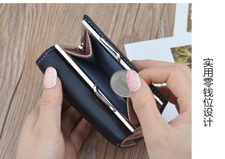 New Wallet Women's Short Wallet Female Student Large Capacity Folding Soft Wallet Japanese and Korean Style Fashion Simple Coin Purse