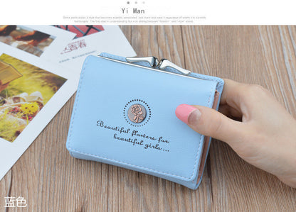 New Wallet Women's Short Wallet Female Student Large Capacity Folding Soft Wallet Japanese and Korean Style Fashion Simple Coin Purse