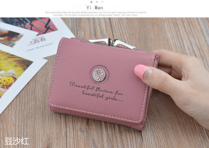 New Wallet Women's Short Wallet Female Student Large Capacity Folding Soft Wallet Japanese and Korean Style Fashion Simple Coin Purse