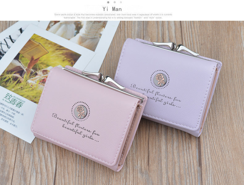New Wallet Women's Short Wallet Female Student Large Capacity Folding Soft Wallet Japanese and Korean Style Fashion Simple Coin Purse