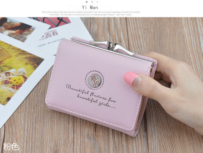 New Wallet Women's Short Wallet Female Student Large Capacity Folding Soft Wallet Japanese and Korean Style Fashion Simple Coin Purse