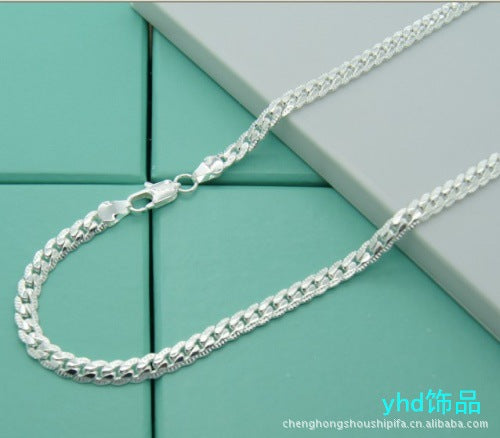 16-24 inch foreign trade best selling 5MM side necklace plated 925 silver men's and women's wear manufacturers in stock direct supply batch