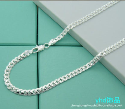 16-24 inch foreign trade best selling 5MM side necklace plated 925 silver men's and women's wear manufacturers in stock direct supply batch