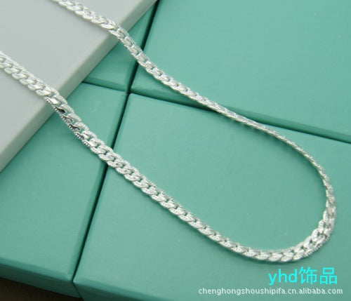 16-24 inch foreign trade best selling 5MM side necklace plated 925 silver men's and women's wear manufacturers in stock direct supply batch